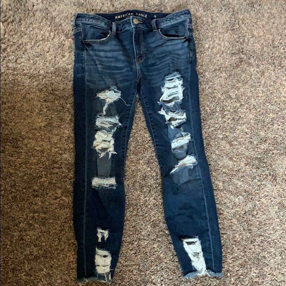 women’s american eagle ripped cropped jeggings